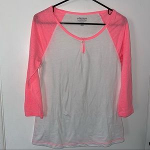 Pink & White Baseball Tee SZ M